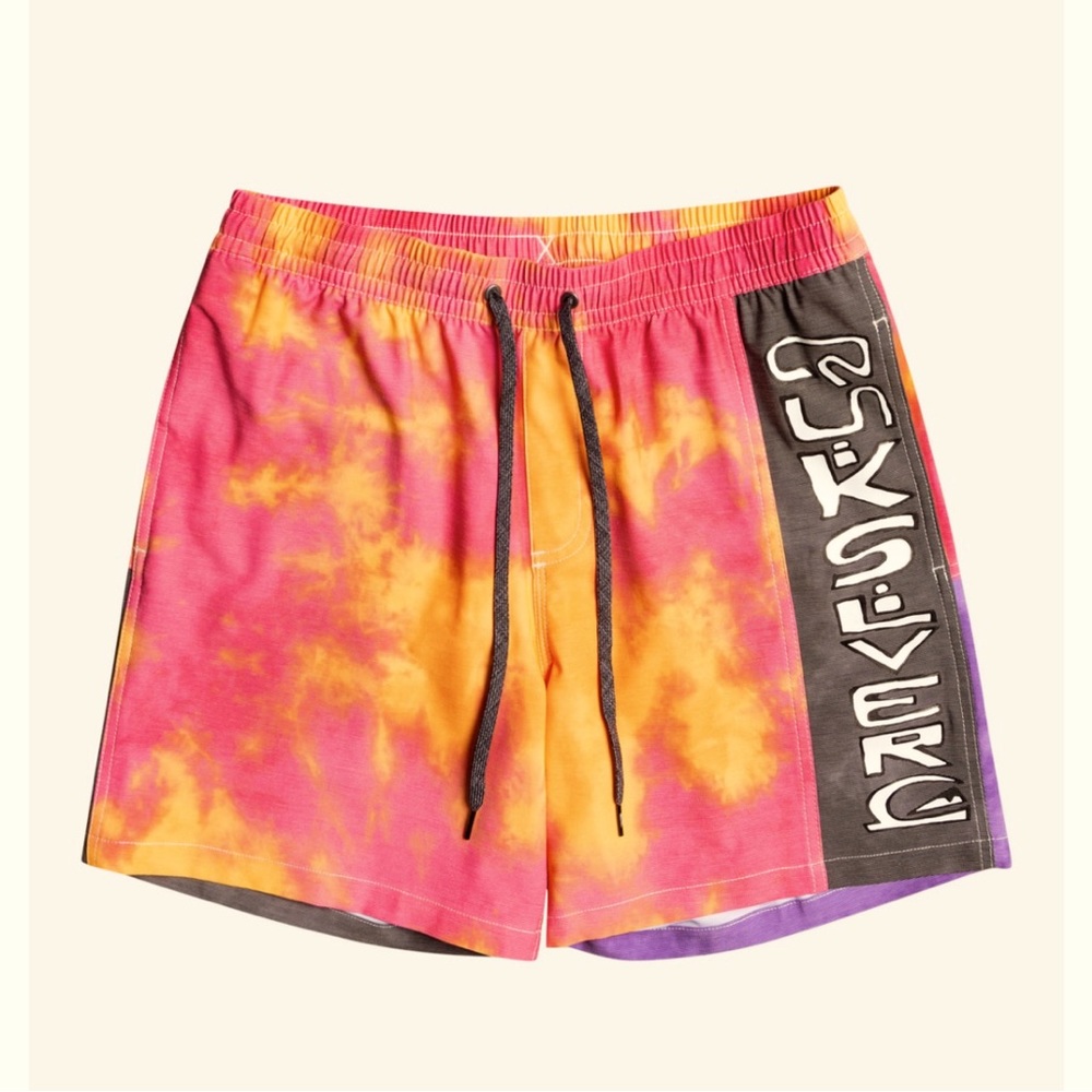 QUIKSILVER Acid Wash Volley Shorts Size Large